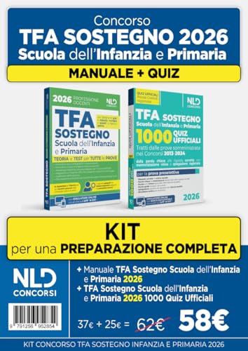 Kit concorso TFA sostegno 2026 scuola dell'infanzia e primaria. Manuale di teoria e 1000 quiz ufficiali