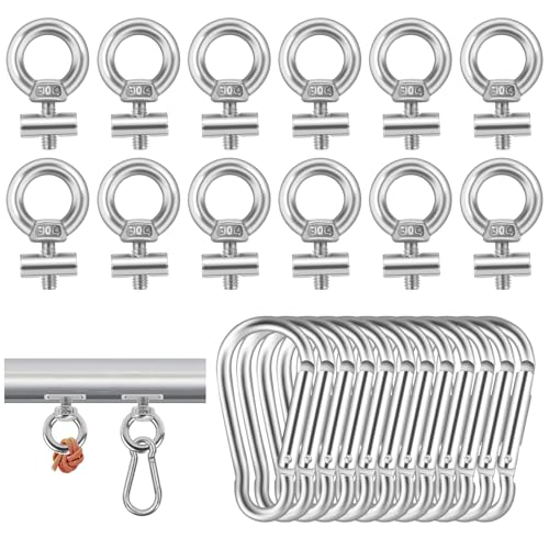 POFIBO 12 Stück Stopper für Kederschiene, 6 mm Kederstopper mit 12 Stück Karabiner, Edelstahl Kederstopper Camping Blockierungskit für Kederschiene Caravan Wohnmobil