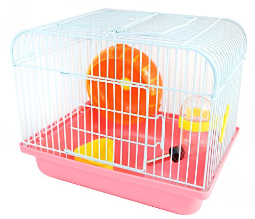 BPS(R) BPS bps-1257u00a0Hamster Cage with Wheel Feeder, 22.5u00a0x 17u00a0x 19u00a0cm, red