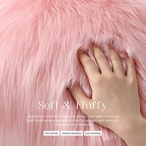 Image of Phantoscope Decoractive New Luxury Series Merino Style Pink Fur Throw Pillow Case Cushion Cover 18 x 18 45cm x 45cm by PHANTOSCOPE