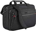 VANKEAN Sac pour Ordinateur Portable Sacoche Premium pour Ordinateur Portable jusqu'à 17,3 po, Sac à Bandoulière Élargissable Résistant à l'Eau pour École/Voyage/Affaires/Hommes/Femmes - Noir