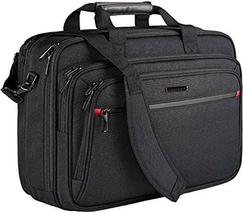 VANKEAN Laptop Briefcase for Men Women, Fits Up to 17.3 Inch Laptop Expandable Premium Laptop Shoulder Bag Water-Repellent Messenger Bag Computer Bag for Travel/Business/School-Black