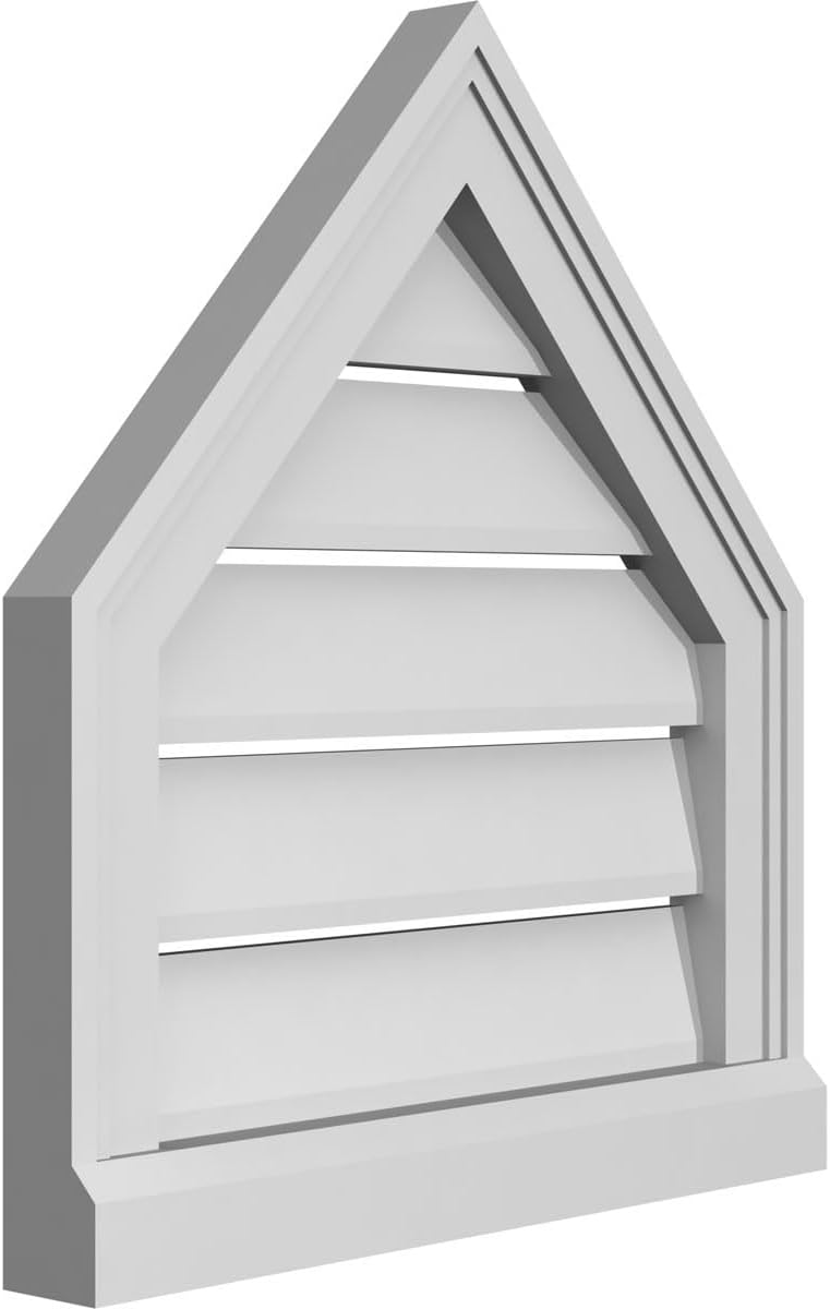 GVSPE18X2003SF-13 Peaked Top Brickmould Sill Frame, Primed Tan Signature Series Surface Mount Gable Vents, 18-in. W x 20-in. H, Unfinished