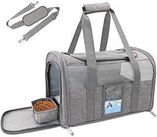 Refrze Pet Carrier Airline Approved, Cat Carriers for Medium Cats Small Cats, Soft Dog Carriers for Small Dogs Medium Dogs, TSA Approved Pet Carrier for Cats Dogs of 15 Lbs, Puppy Carrier,Grey