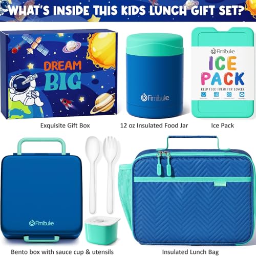 Fimibuke Kids Bento Snack Lunch Box with 4 Compartment, Insulated Lunch Bag, Stainless Steel Vacuum Thermo Food Jar, Ice Pack, Utensils Set, Birthday Gifts for Age 3-12 Back to School Toddler Girl Boy by Fimibuke - Image 2