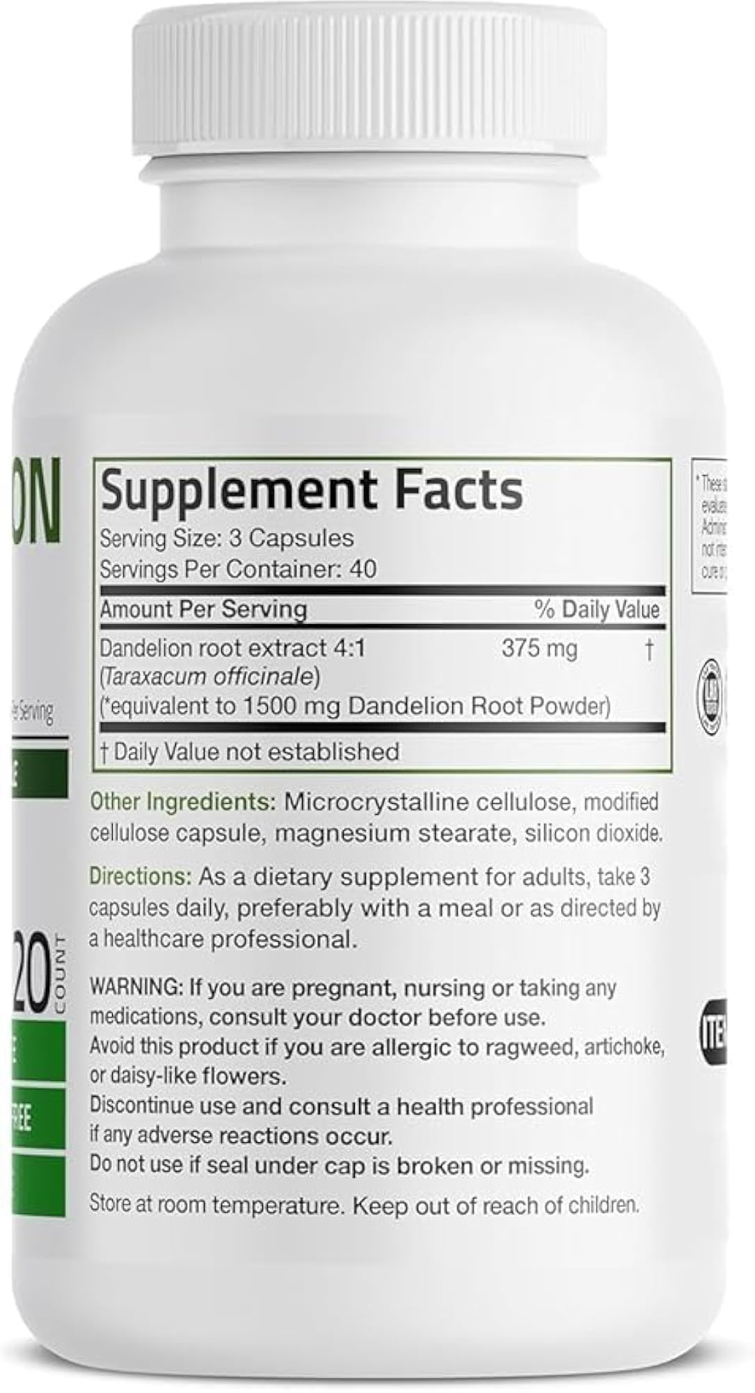 Dandelion Root High Potency Supplement, 120 Vegetarian Capsules