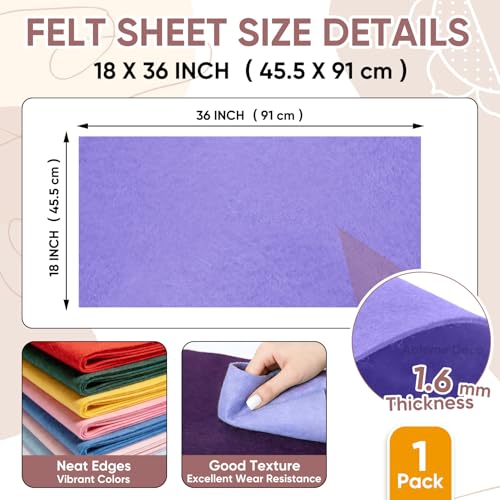 Image of Soft Felt Fabric Sheet 18 inch x 36 inch, 1.6mm Acrylic Craft Felt, Lavender | Soft Thick Felt by The Yard, Large Precut Sheet, Nonwoven Fabric for Sewing DIY Crafts, Classroom & Home Decor