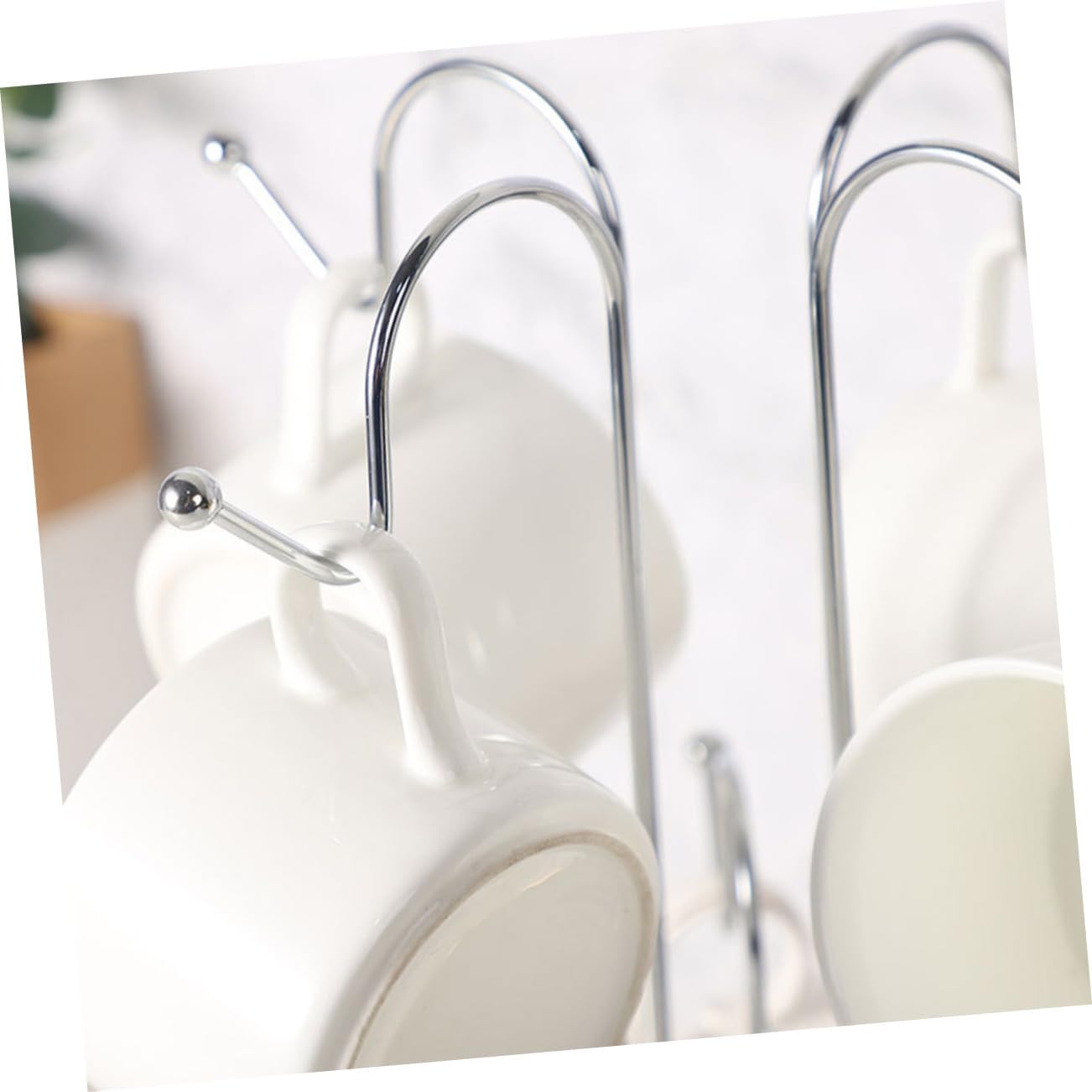 Amosfun 1pc Creative Iron Mug Rack for Kitchen Upside-Down Cup Holder Heavy Duty Hooks for Coffee Mugs and Storage Elegant Design for Home Decor