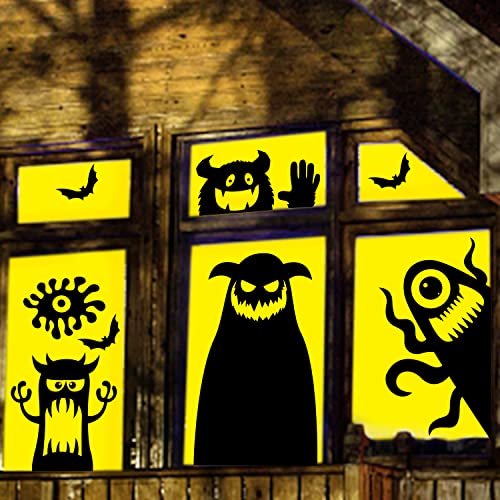 LOMIMOS Halloween 9PCS Giant Window Clings,Black Demon Ghost Wall Stickers Silhouette Decals for Party Decoration