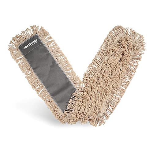 Image of Coastwide Professional Cut-End Dust Mop Head, Cotton, 48x5 In, White | Replacement mop head for sweeping dust and debris on facility floors.