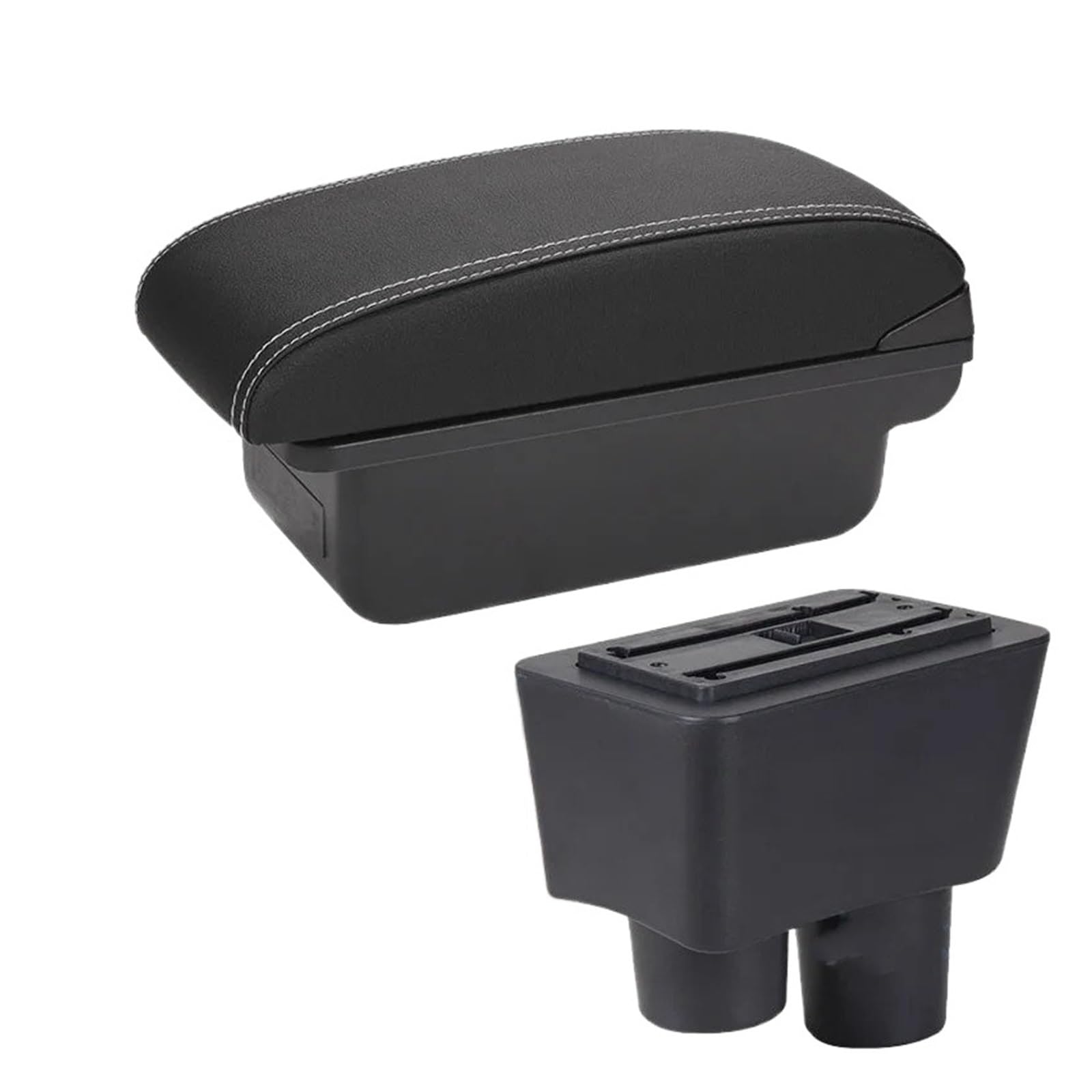 For Nissan For Almera 2011-2020 Car Armrest Box Storage Ashtray Decoration Refit Accessories Car Centre Console Armrest Box(C3 Black white NOUSB)