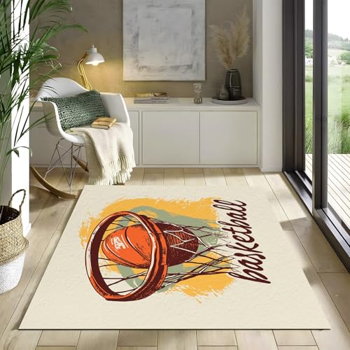 Tapis Moderne Lavable et Antidérapant Jaune Motif Basket 160x230 - 3