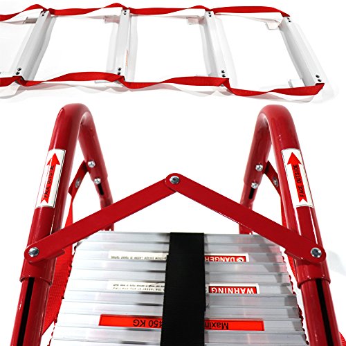 Image of Fire Escape Ladder, 5&6 Story Emergency Portable Safety Ladder for Adults & Kids with Anti-Slip Rungs and Wide Steps V Center Suitable for Windows and Balcony|15-Foot