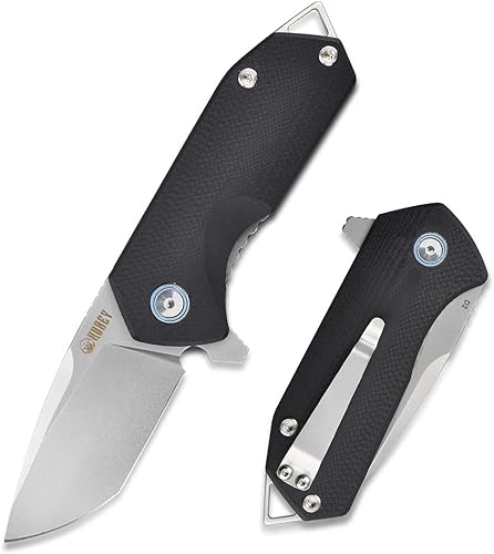 KUBEY Campe KU203 - Navaja de bolsillo plegable compacta para uso diario con 2.4 pulgadas Tanto Balde y mango G10 con aleta abierta para camping,