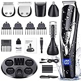 Beard Trimmer for Men, ALLFU Cordless Mustache Trimmer Waterproof Hair Trimmer Clippers Body groomer Trimmer 10 in 1 Electric Grooming Kit for Nose Ear Facial Hair Precision Trimmer USB Rechargeable