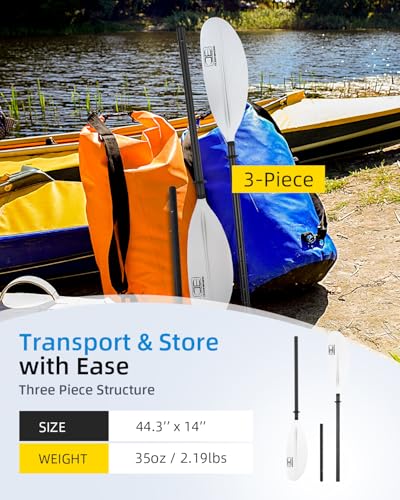 Image of OCEANBROAD Kayak Paddle 230CM /90.5 Inches Carbon Shaft Kayaking Boating Oar with Paddle Leash