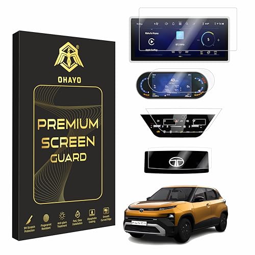 Image of OHAYO 9H Screen Protector for Tata Punch 2026 Facelift Accomplished+S | 10.25 Inch Infotainment Touchscreen + 7 Inch Instrument Cluster + Steering & AC Panel Protection | HD Clear, Scratch Resistant, High Touch Sensitivity | Not Tempered Glass