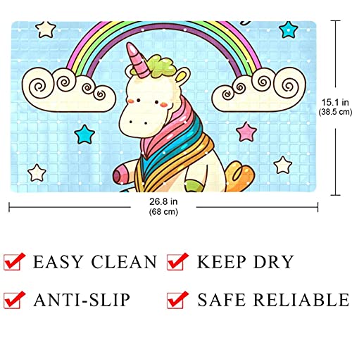 Tapis de bain avec ventouses antidérapant licorne pour douche - 5