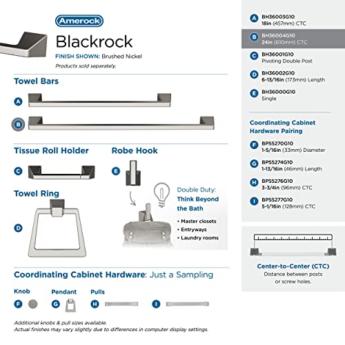Image of Amerock Blackrock 24 inch Brushed Nickel Towel Bar