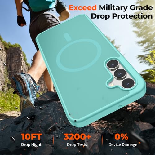 Image of SUPFINE Magnetic for Samsung Galaxy A16 5G Case with Screen Protector, (Built-in Magnets) (Military Grade Drop Protection) Slim Translucent Shockproof Phone Case,Blue Green