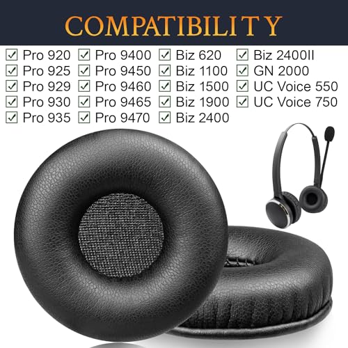 Almohadillas para auriculares SOULWIT para Jabra Pro 930/9450/9470 y Biz 1500/2400 - Negro miniatura 2