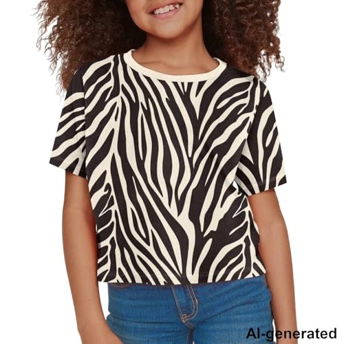 Image of Cute Crop Tops for Girls Short Sleeve Summer T Shirts Fashion Graphic Tees Crew Neck Pullover Tee 5-14 Years
