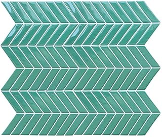 HyFanStr Peel and Stick Wall Tiles Backsplash for Kitchen, Self Adhesive Waterproof Green 3D Tile Stickers for Bathroom, Subway Stick On Tiles Splashback (Pack of 4)