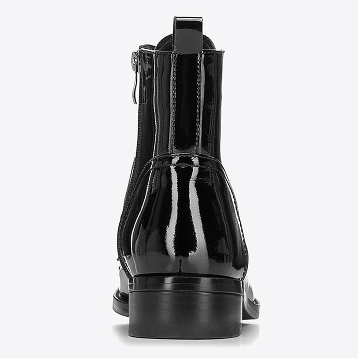 FOWT Women Round Toe Combat Ankle Boots Lace-Up Classic Block Low Heel Short Booties Side Zipper Patent Leather Comfy Wear Shoes Size 4-16 US