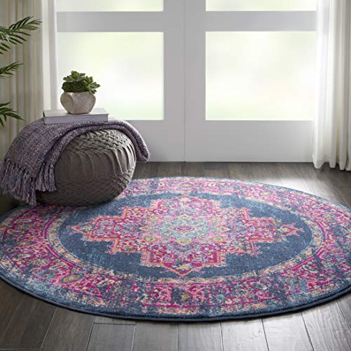 Nourison PSN03 Passion Bohemian Blue Area Rug 4'xROUND