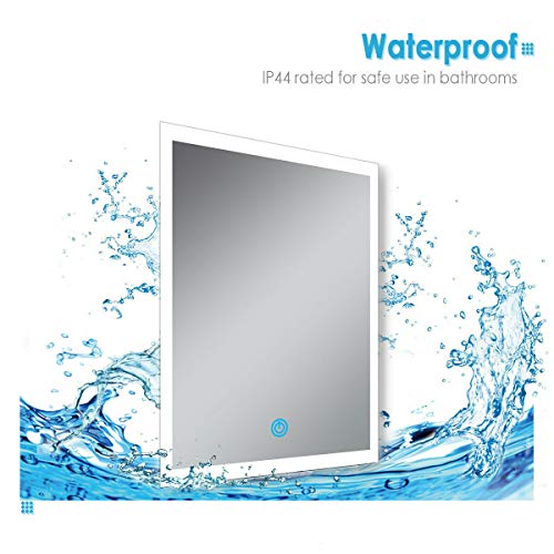 ELEGANT Modern Bathroom Mirror Round Illuminated LED Light Backlit Makeup Mirror with Sensor Touch control,Dustproof &Anti-fog,Warm White Light 600x600mm