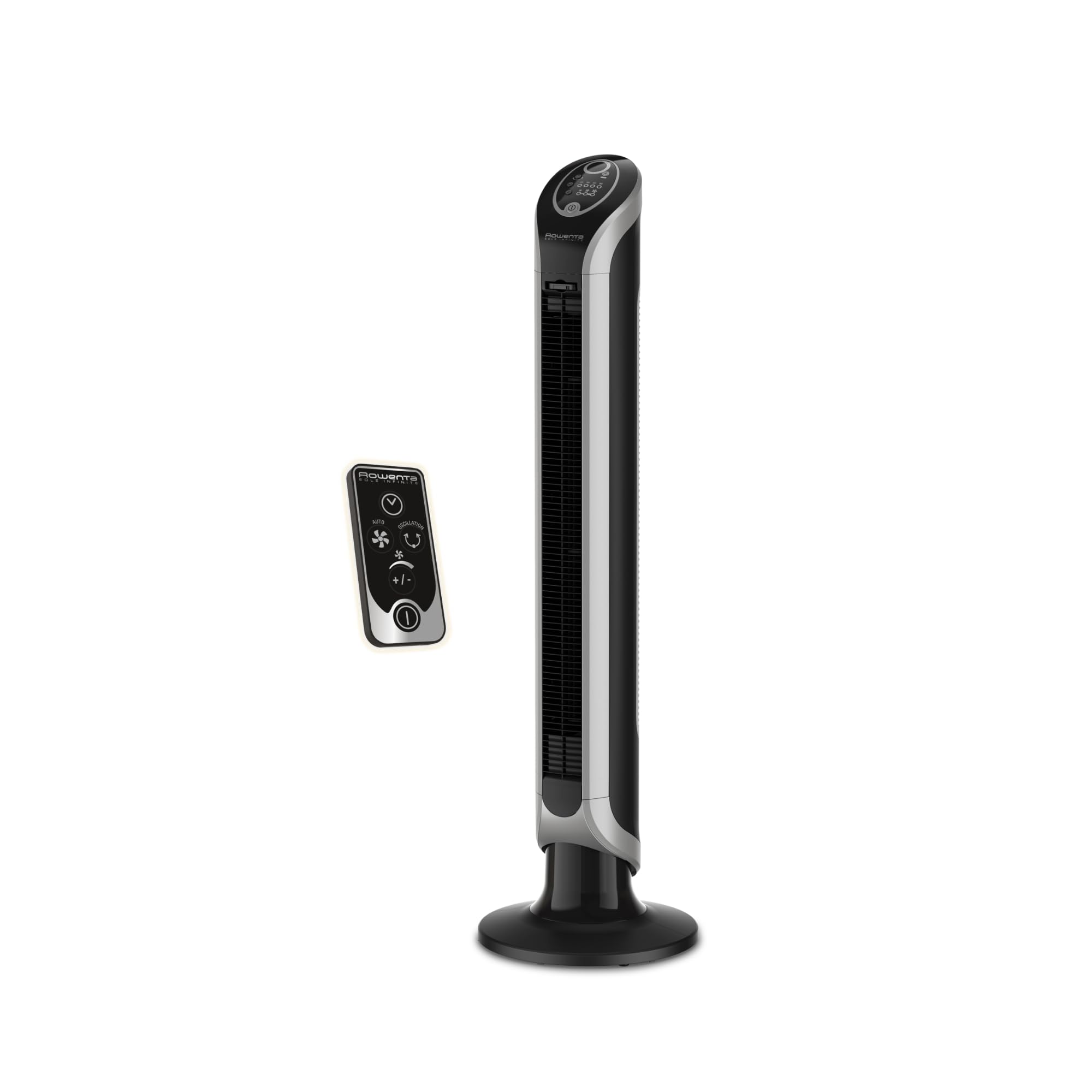 Rowenta Vu6670 Eole Infinite, Ventilatore a Torre, Timer Fino a 8 Ore, 3 Velocità, Telecomando, Spegnimento Automatico, 40 W, Nero