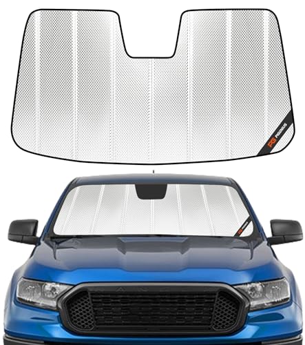 Windshield Sun Shade for Ford Ranger 2019-2023. Reflective Aluminum Film Front Window Sunshade B