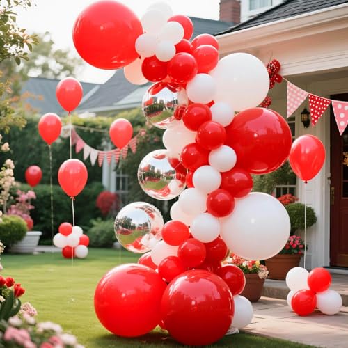 Image of 32Pcs Red Big Balloons 18 Inch, Round Large Latex Party Balloons for Birthday Wedding Decorations. (red)