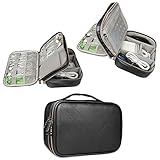 BUBM Portable Waterproof Travel Cable Organizer Storage Bag, Electronics Accessories Travel Organizer for Laptop Accessories, Hard Drive, Pen, Smartphone, Passport-Black