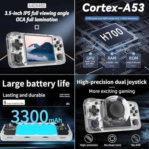 Giipgoop GG-35XX H-WHITE T 1 Rg35Xx H Retro Handheld Game Consoles Rg35Xxh Retro Gaming Console With 3300Mah Battery 5500+ Games 64G Tf Card Linux System 3.5-Inch Ips Screen Cortex-A53 Rg35Xx H Portable Handheld Emulator thumb #2
