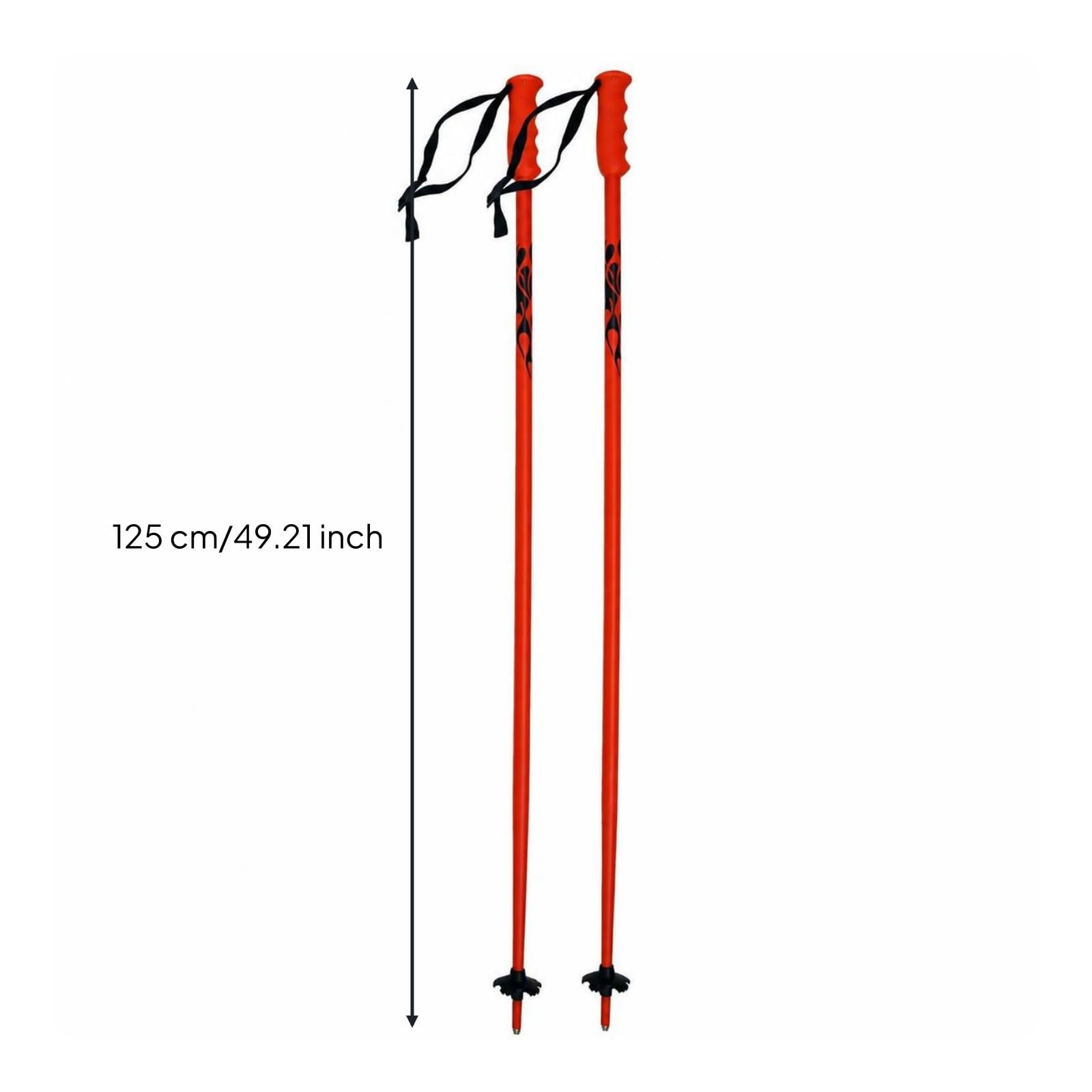 stabil Skistock mit rutschfestem Griff , Orange , 125 cm