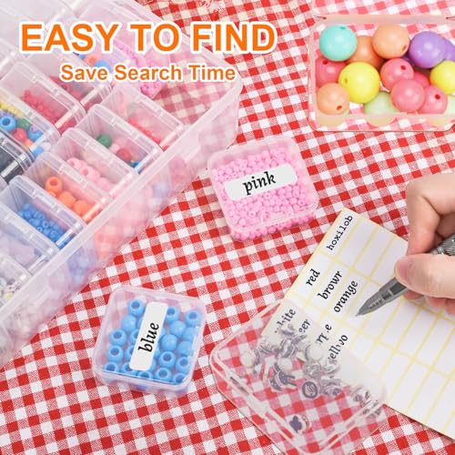 Image of 46Pcs Bead Organizer Set, Premium Small and Medium Clear Plastic Storage Boxes for Jewelry Making Crafts Screws Seeds DIY Bracelets Diamond Small Parts, Stackable Containers with Hinged Lid and Labels