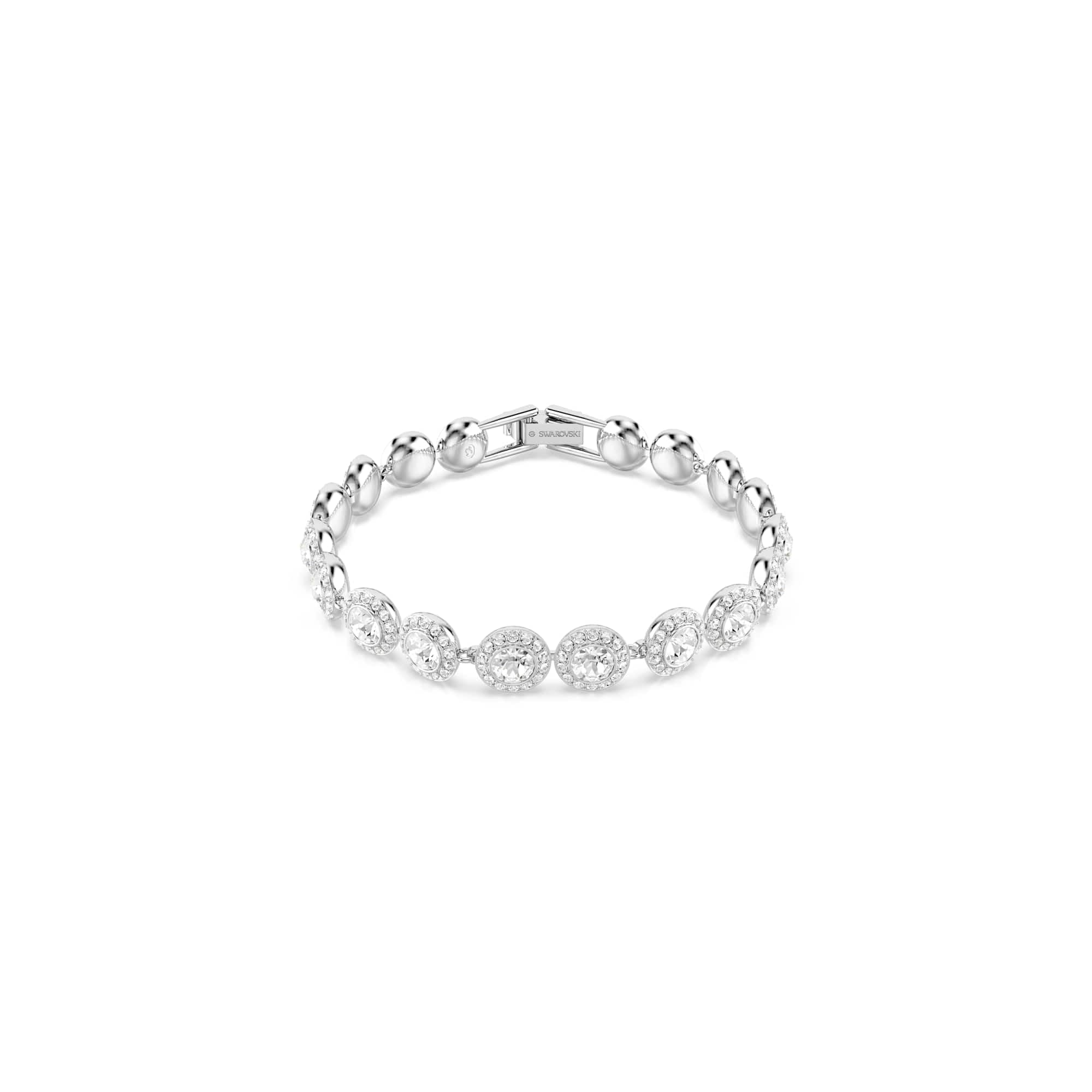 Swarovski Bracciale Tennis Una, Taglio Round, Bianco, Placcato rodio