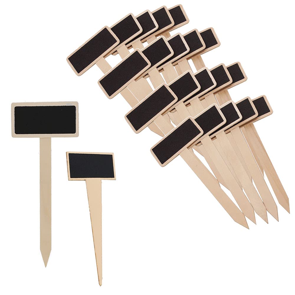 Targhette Segna Piante In Legno - 42 Pezzi Con Lavagnetta, Per Orto E Giardino, Design A Forma Di T, Doppia Misura - Foto 2