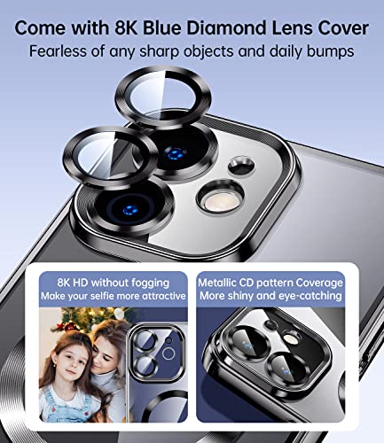 Jueshituo Magnetic Clear For Iphone 11 Case With Exlusive Build-In Camera Cover [No.1 Strong N52 Magnets] [Compatible With Magsafe] For Women Girls Phone Case (6.1")-Black #TOP3