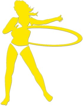 Hula Hoop Girl Sticker Decal Die Cut - Yellow - 2" x 1.56"