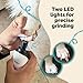 LuckyTail Pet Nail Grinder for Dogs and Cats - Super Quiet and Low Vibration Electric Dog Nail Grinder with 2 LED Lights - USB Rechargeable and Cordless - 2 Speeds - Small to Large Pets