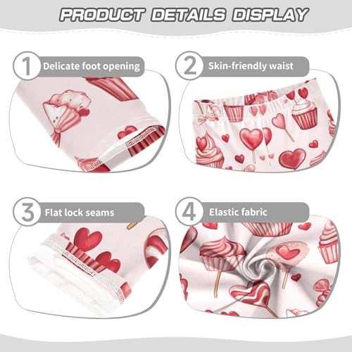 Wusikd Cupcakes Girls' Leggings Toddler Doodles Hearts Kids Yoga Pants Dance Active Tights 4T3