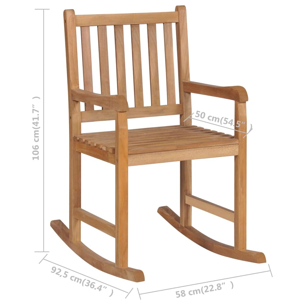 Sedia a Dondolo con Cuscino Verde in Legno di Teak Sedia per esterni Sedia per terrazza Sedia da relax per terrazze, giardini, patii