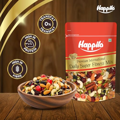 Image of Happilo Premium International Daily Super Fitness Mix 160g (Pack of 2) | Trail Mix of 20+ Varieties Dry Fruits Nuts | Seeds & Berries | Roasted Crunchy and Nutritious Healthy Snack