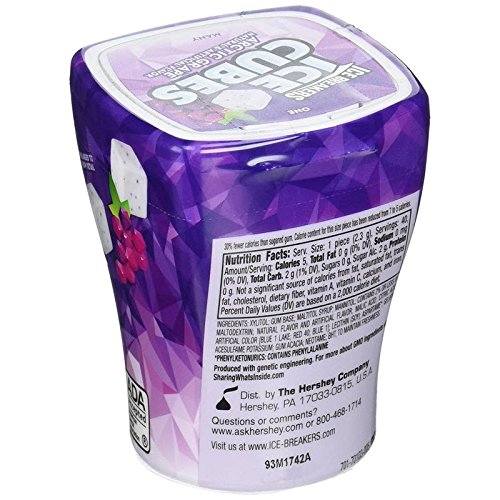 Image of ICE BREAKERS ICE Cubes Sugar Free Arctic Grape Gum, 3.24 Ounce