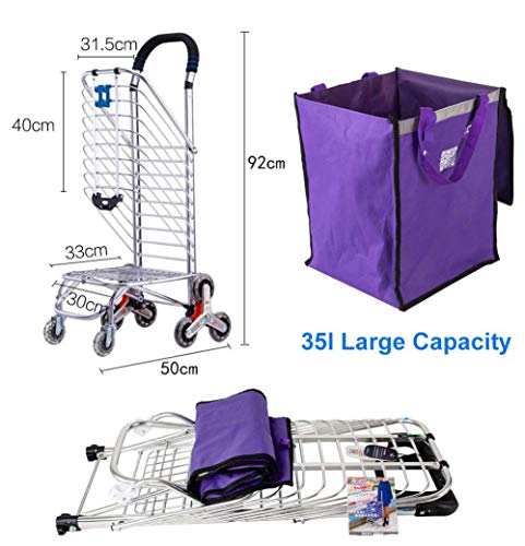 WLKINF Einkaufstrolley, faltbar, für Wäschereien, Treppen, 8 Räder aus Aluminiumlegierung, Tragfähigkeit 50 kg – Bild 4