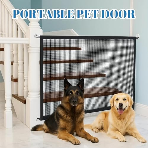 Türschutzgitter Ohne Bohren, 110 X 72 cm Türgitter Hunde, Kinder Türgitter, Schwarz, Mit 4 Haken Und 2 Stangen, Flexibel Für Treppen, Türen Und Haustiere