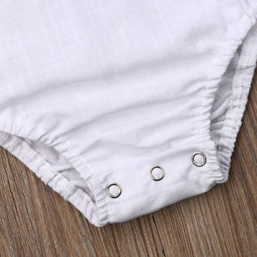 Lopjgh Newborn Baby Summer Romper Unisex Solid Color Button Jumpsuit Sleeveless Backless Overalls Outfits 1Pcs (12-18 Months, White) #TOP6
