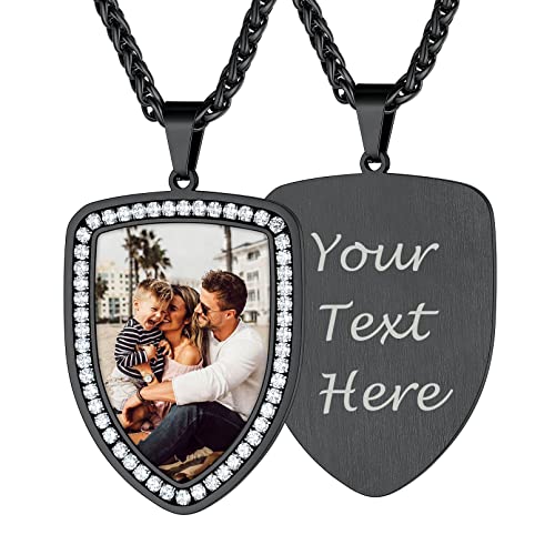 Collier photo gravé homme pendentif photo personnalisable chaîne 55cm